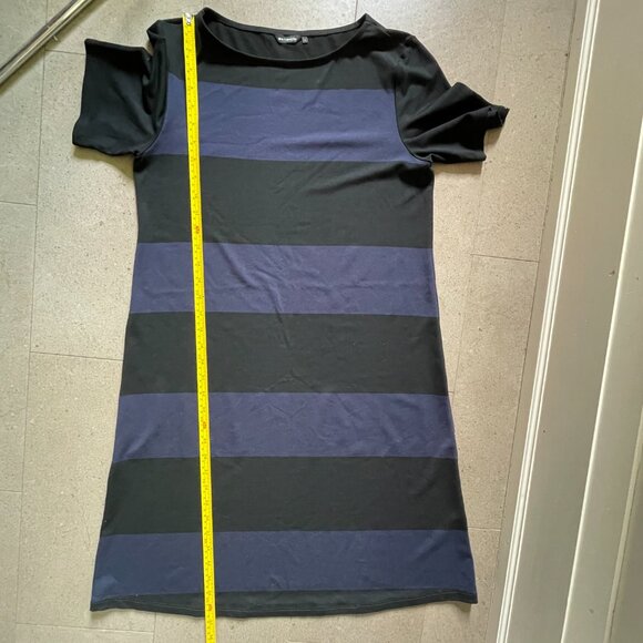 Marimekko Blue and Black Striped T-shirt Dress with A-line cut-Small - Picture 5 of 6